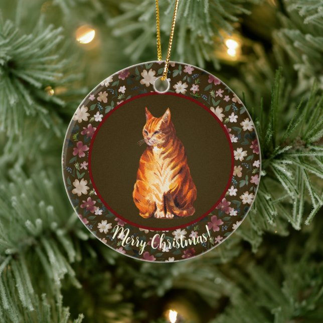 Ornamento De Cerâmica Flor de gato de Natal (Árvore)