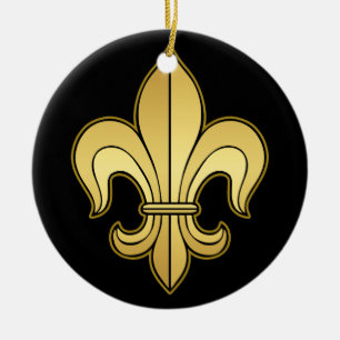 Ornamento De Cerâmica Flor de lis Dourado