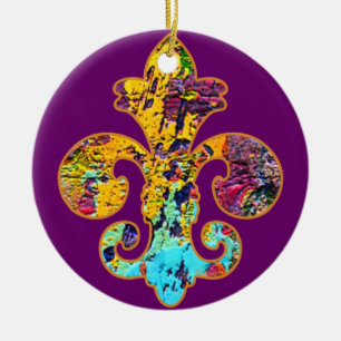 Ornamento De Cerâmica Flor de lis pintada 4