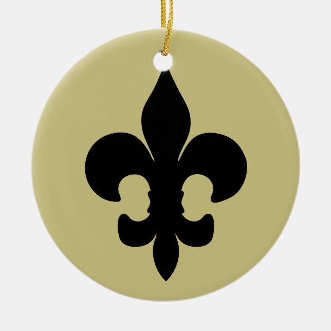 Ornamento De Cerâmica Flor de lis preta super (Frente)