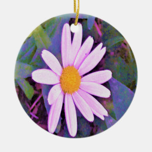Ornamento De Cerâmica Flor de margarida rosa