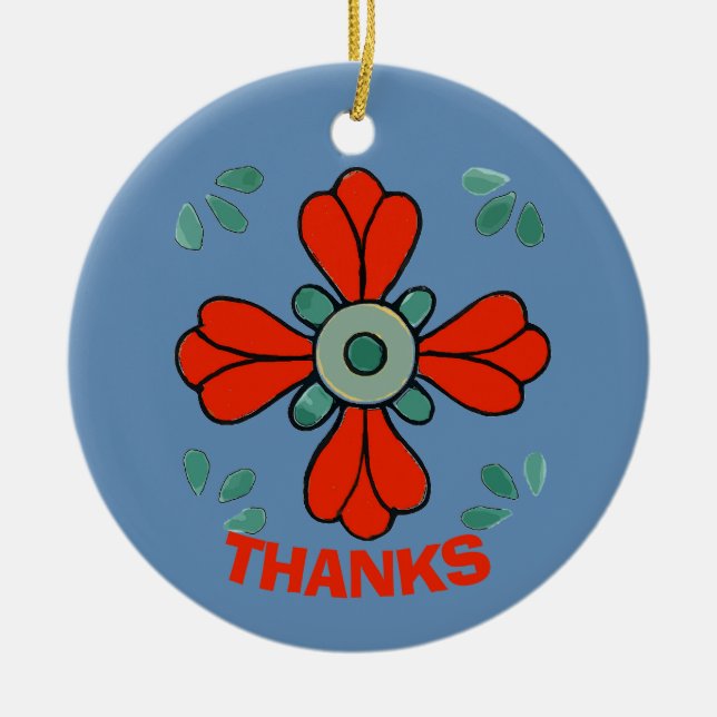 Ornamento De Cerâmica Flor de Natal, adicionar, editar texto (Frente)