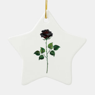 Ornamento De Cerâmica Flor de rosa preta