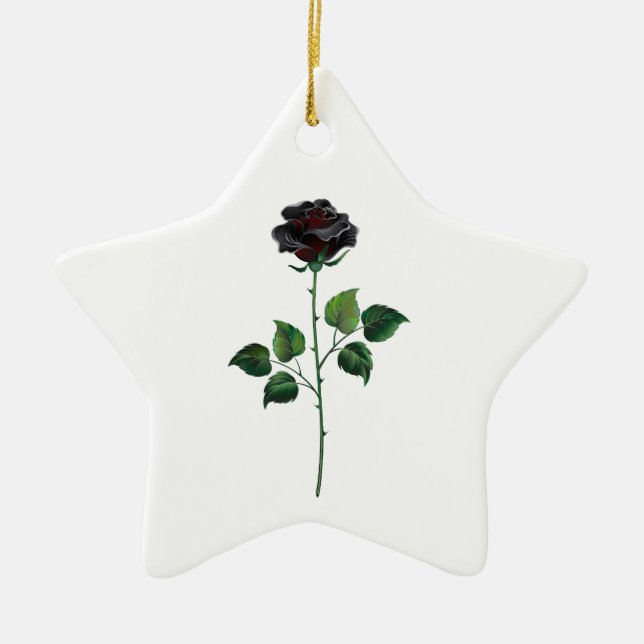Ornamento De Cerâmica Flor de rosa preta (Frente)