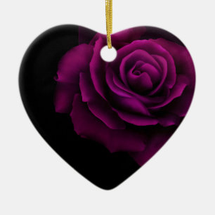 Ornamento De Cerâmica Flor de Rosa Roxa Gótica