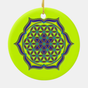 Ornamento De Cerâmica Flor de Vida / Blume des Lebens - Contorno de Lótu