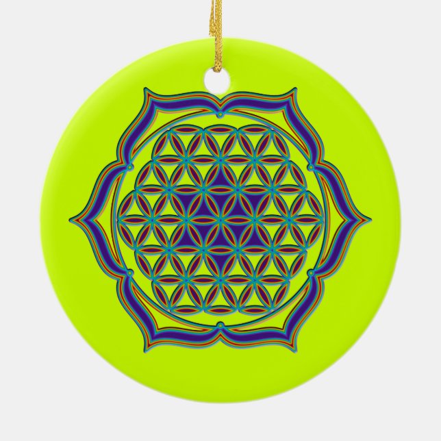 Ornamento De Cerâmica Flor De Vida / Blume des Lebens - Lotus Contour (Traseira)