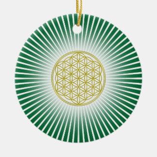 Ornamento De Cerâmica Flor de Vida / Blume des Lebens - raios brancos