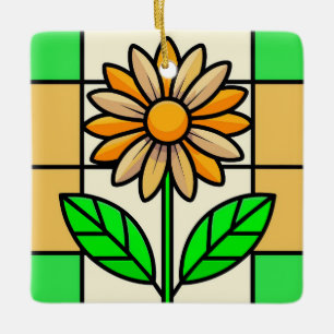 Ornamento De Cerâmica Flor de vidro contida