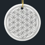 Ornamento De Cerâmica Flor de Vivo/Ouro e prata<br><div class="desc">Símbolo espiritualART por EDDA Fröhlich | A Flor da Vida é a língua original do universo; formas,  geometria,  números e proporções. Ele irradia harmonia e perfeição da geometria sagrada e significa infinidade e ordem perfeita.</div>