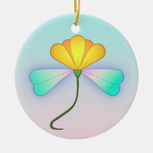 Ornamento De Cerâmica Flor do Dragão Iridescente (Frente)