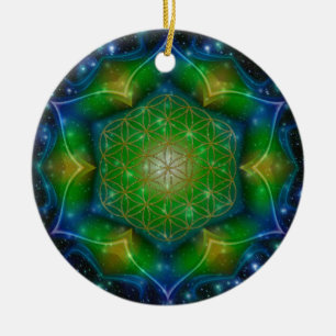 Ornamento De Cerâmica FLOR DO LIFE/Blume des Lebens Mandala V Quadrado