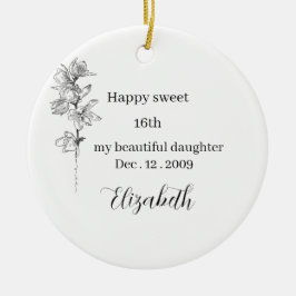 Ornamento De Cerâmica Flor do Mês de Nascimento Personalizada sweet 16 a