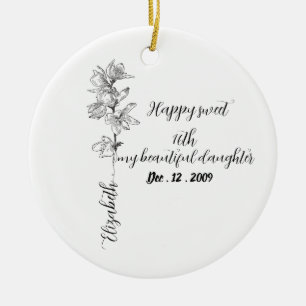 Ornamento De Cerâmica Flor do Mês de Nascimento Personalizada sweet 16 a