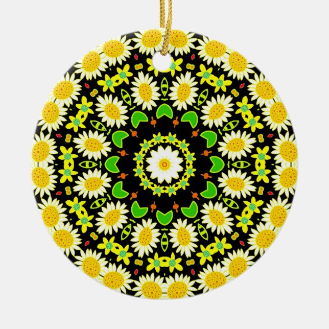 Ornamento De Cerâmica Flor Mandala (Frente)