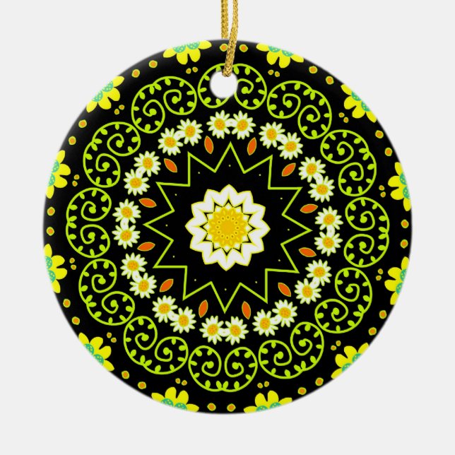 Ornamento De Cerâmica Flor Mandala (Frente)