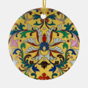 Ornamento De Cerâmica Flor Mercado Vintage Amarelo de Flores Selvagem Bo