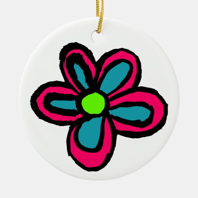 Ornamento De Cerâmica Flor Rosa Fofo (Frente)