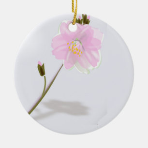 Ornamento De Cerâmica Flor rosa na cinza