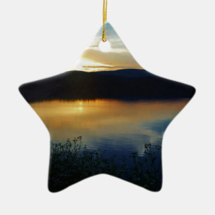 Ornamento De Cerâmica Flor selvagem, pôr de sol azul
