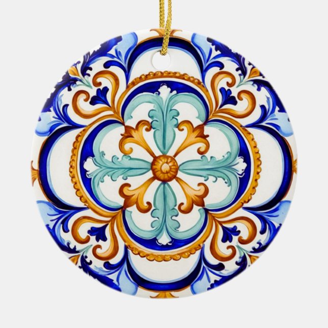 Ornamento De Cerâmica Flor Siciliana Barroca II (Frente)