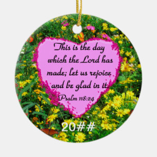 ORNAMENTO DE CERÂMICA FLORAL AMARELO PSALM 118:24 FOTO DESIGN