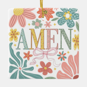 Ornamento De Cerâmica Floral Amen Art