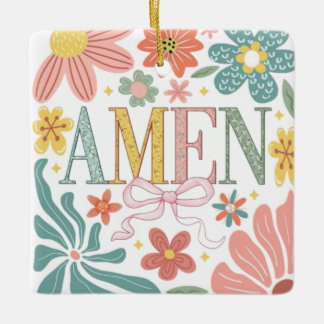 Ornamento De Cerâmica Floral Amen Art