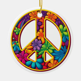 Ornamento De Cerâmica Floral Boho Peace Sinal Colorir