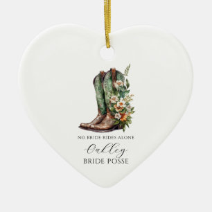 Ornamento De Cerâmica Floral Cowgirl Boots Bridesmaid