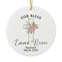 Floral Cross Elegante Personalizada Rapariga do Ba
