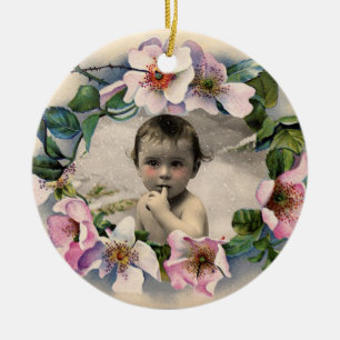 ORNAMENTO DE CERÂMICA FLORAL CROWN,MODELO DE FOTO DO CHÁ DE FRALDAS SELV