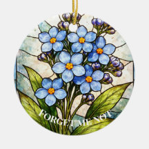 Floral de Não Me Esqueças em Vidro Pintado Persona