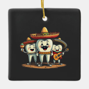 Ornamento De Cerâmica Floral Dental Engraçado Cinco De Mayo