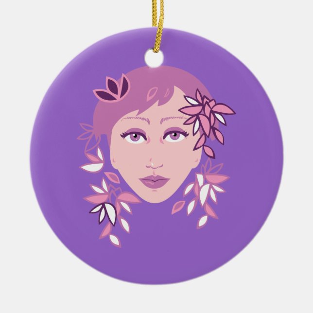 Ornamento De Cerâmica Floral Fashion (Frente)