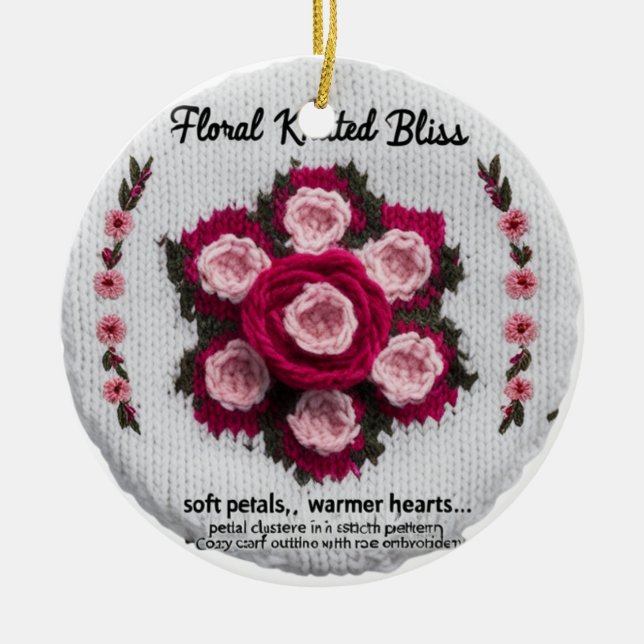 Ornamento De Cerâmica Floral Knitted Bliss Ceramic Ornament | Rose Keeps (Frente)