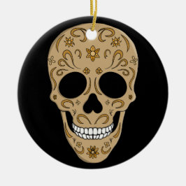 Ornamento De Cerâmica Floral Sugar Skull Dia de los Muertos