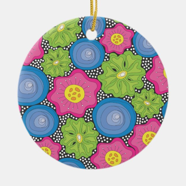 Ornamento De Cerâmica Flores (Frente)