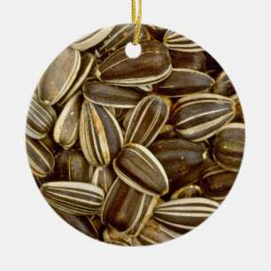 Ornamento De Cerâmica Flores brancas de sementes de girassol