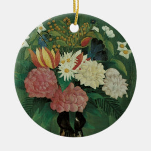 Ornamento De Cerâmica Flores com Ivy por Henri Rousseau, Vintage Floral