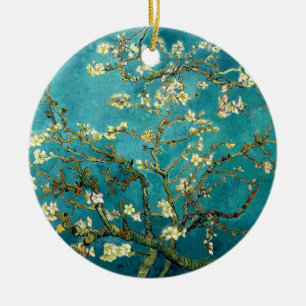 Ornamento De Cerâmica Flores de Amendoeira de Van Gogh Impressionismo Cl