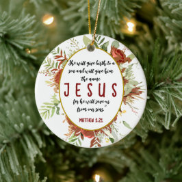 Ornamento De Cerâmica Flores de Aquarela Elegantes Simples e Verso de Bí