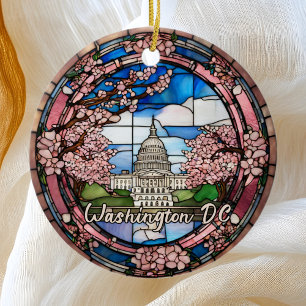 Ornamento De Cerâmica Flores de Cerejeira Datadas Personalizadas de Wash