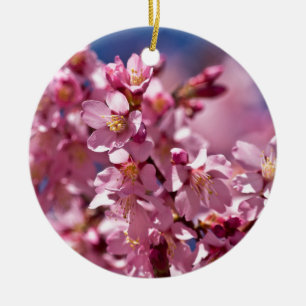 Ornamento De Cerâmica Flores de Cerejeira Sakura Beijadas pela Luz do So