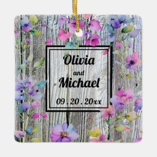 Ornamento De Cerâmica Flores de cor-de-água rosa botânica