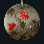 Ornamento De Cerâmica Flores de Maracujá com Beija-flores Heade<br><div class="desc">Adorno com a pintura a óleo Flores de Maracujá com Beija-flores (1883) de Martin Johnson Heade. Dois beija-flores pousam ao lado de belas flores de maracujá vermelhas. Um presente fabuloso para amantes da arte floral e entusiastas da arte americana!</div>