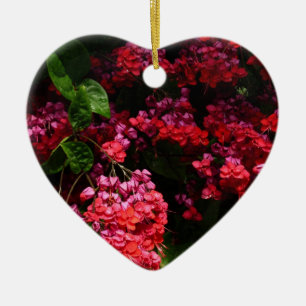 Ornamento De Cerâmica Flores de Pagoda Coloridas Vermelhas e Rosa