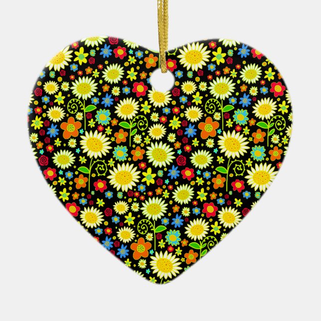 Ornamento De Cerâmica Flores de primavera (Frente)