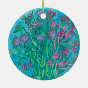 Ornamento De Cerâmica Flores-de-Verão Buquê Flor Pintura Floral