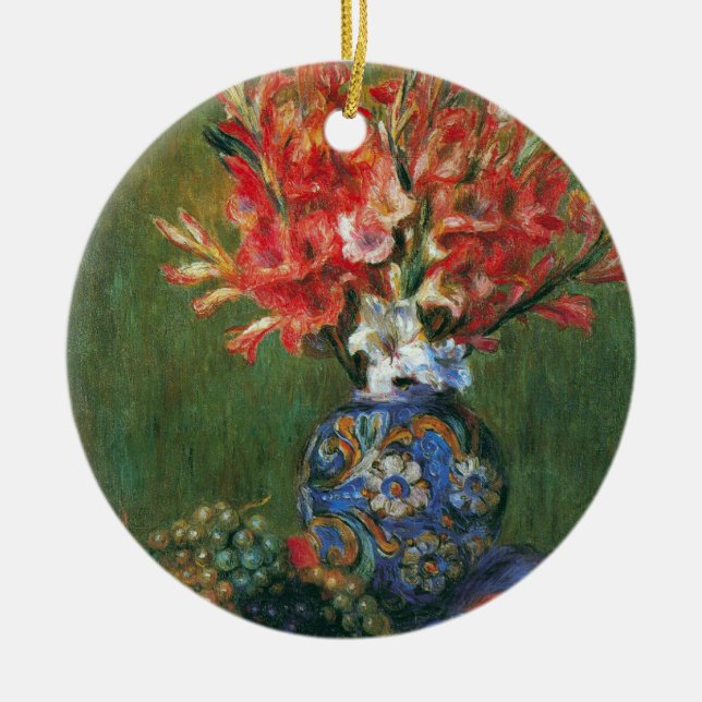 Ornamento De Cerâmica Flores de vida e Fruta de Pierre Renoir (Frente)